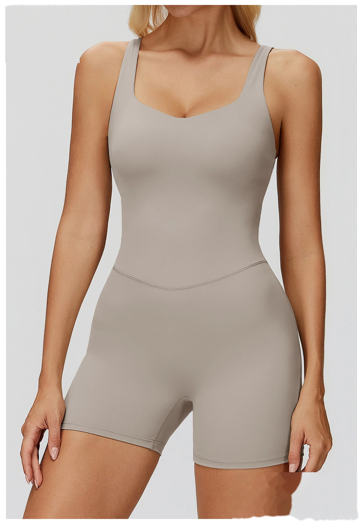 Women's Tight-Fitting Crisscross Back Yoga Bodysuit - Customizable High Elastic Short-Length One-Piece for Yoga, Running detail