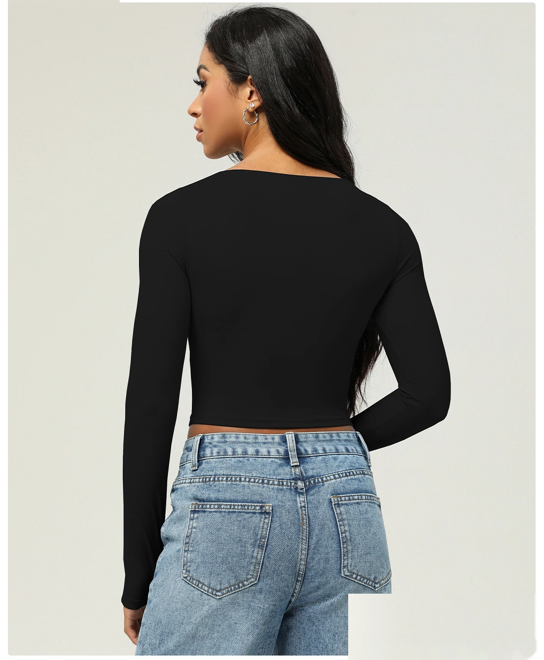 Customized sports long-sleeved T-shirt women slim fitness yoga clothes tops women with chest pads detail