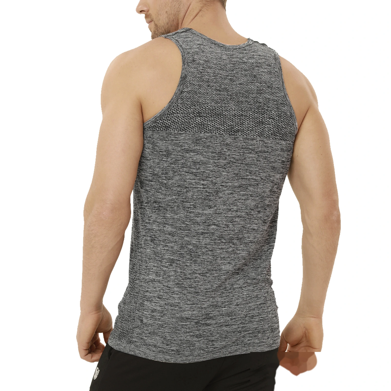 Soft and high elastic men's knitted vest, tight-fitting sports coat and sleeveless vest detail