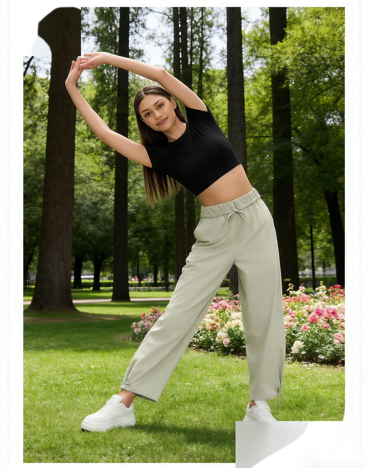 Women’s Spring Summer Casual Pants Drawstring Ankle Cuff Quick Dry Breathable Fitness Workout Cropped Pants detail