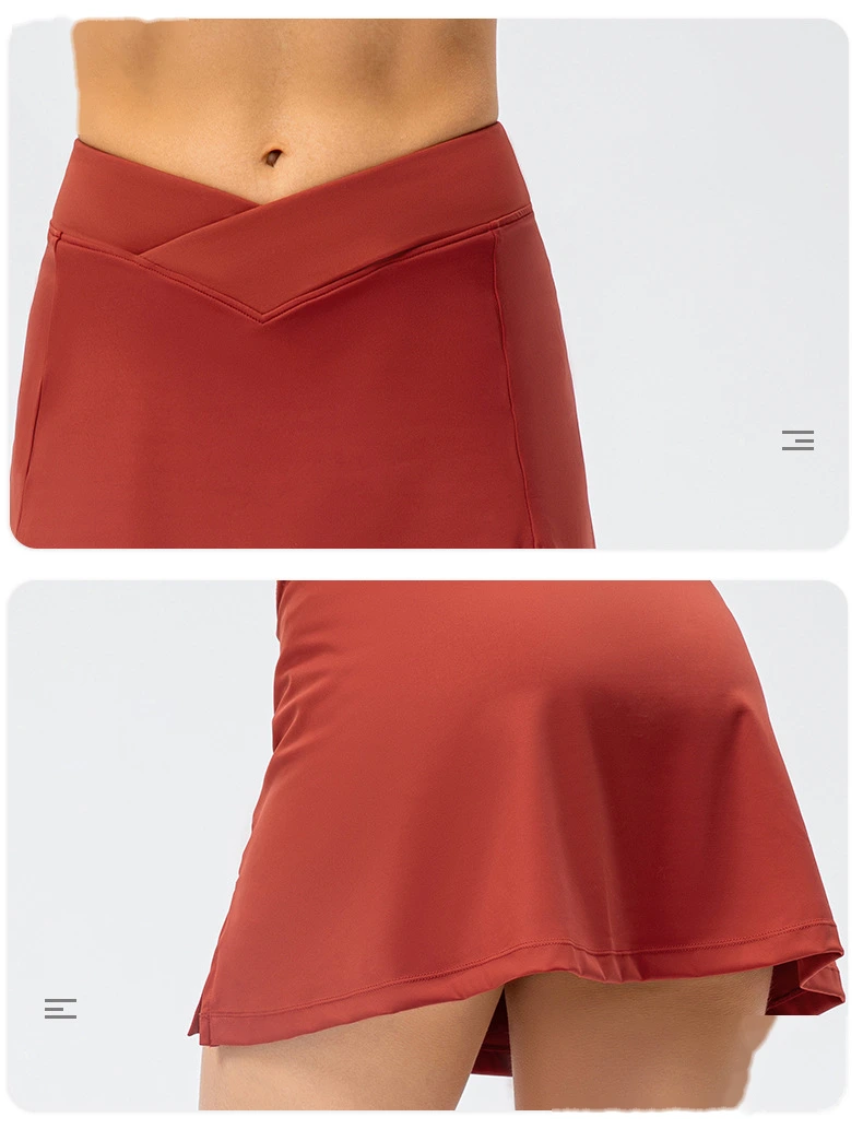 Women cross waisted athletic tennis skirts inner pockets with shorts detail