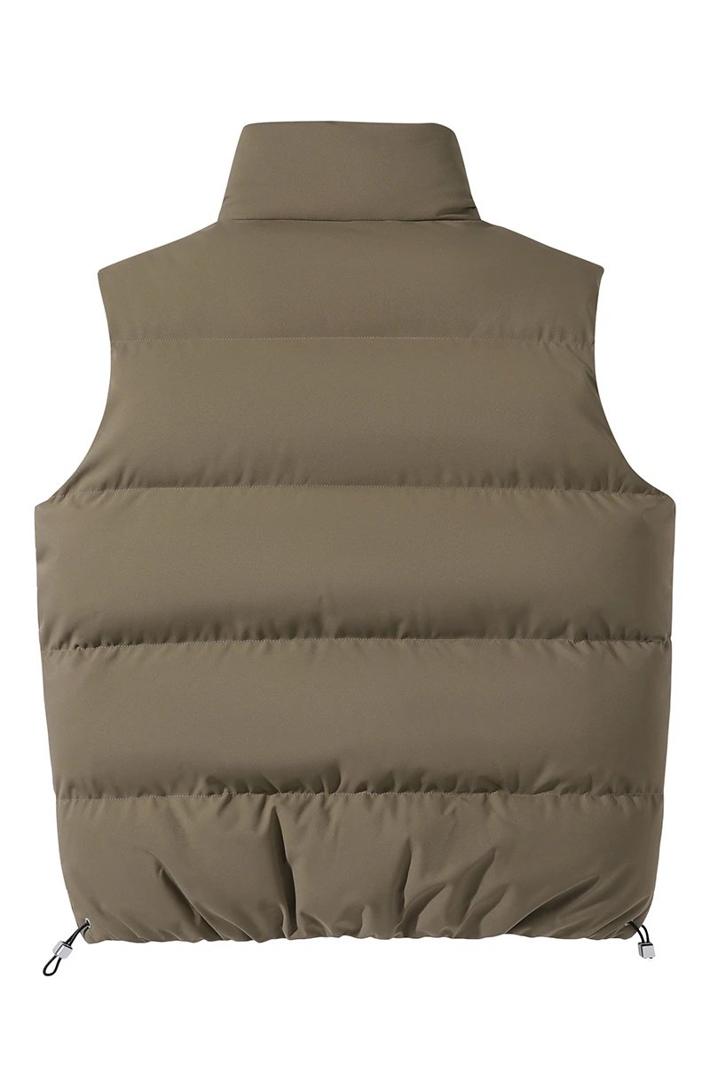 Customized fashion windproof and warm multi-pocket tooling style cotton vest jacket for men and women. detail