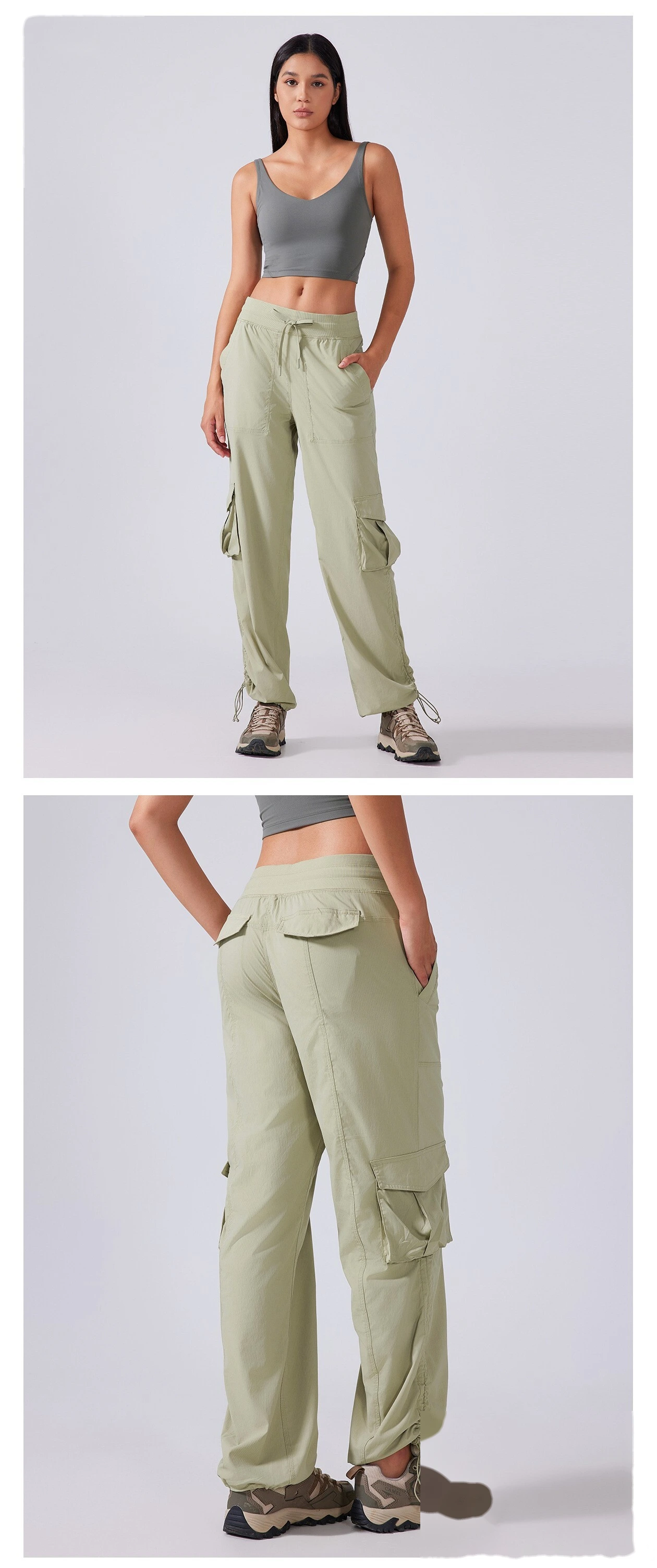Customized outdoor running pants lightweight fitness pants multi-pocket wide-leg tooling casual pants detail