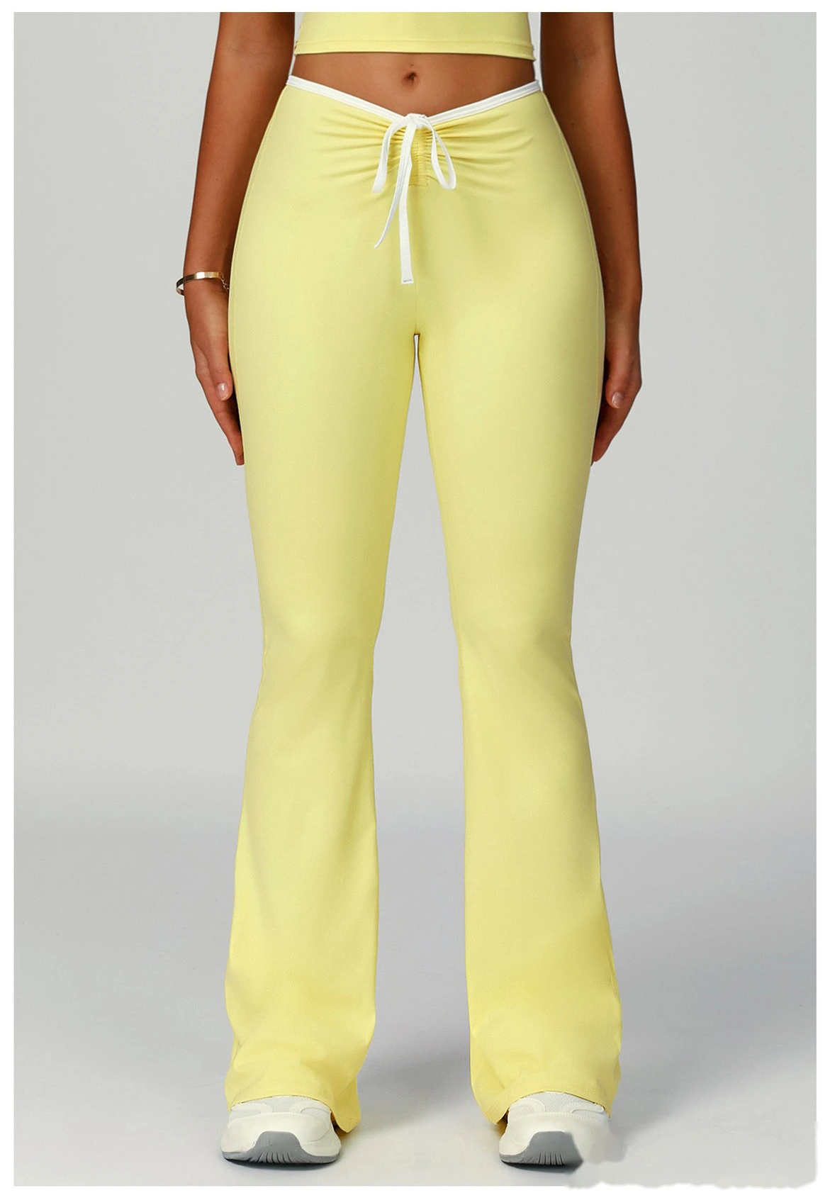 Custom-made contrast-wrapped bell-bottoms yoga fitness exercise high waist slim bell-bottoms women detail