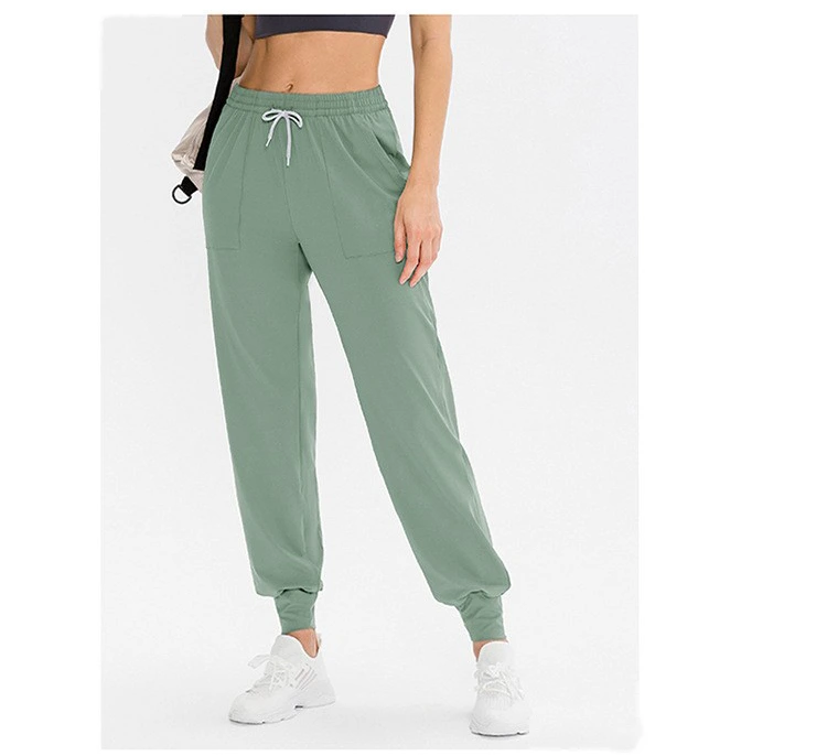 Customized women's elastic leisure sports elastic leg pants running fitness pants loose yoga pants detail