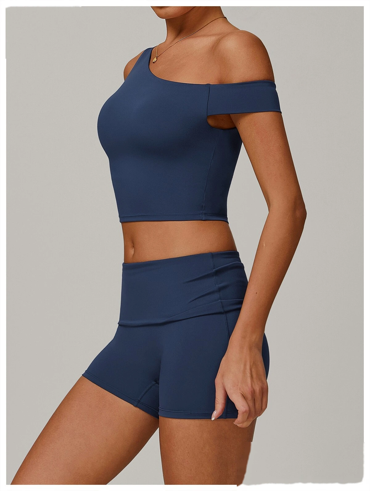 Environmentally-friendly regenerative yoga vest women wear running and fitness underwear with irregular inclined shoulde detail