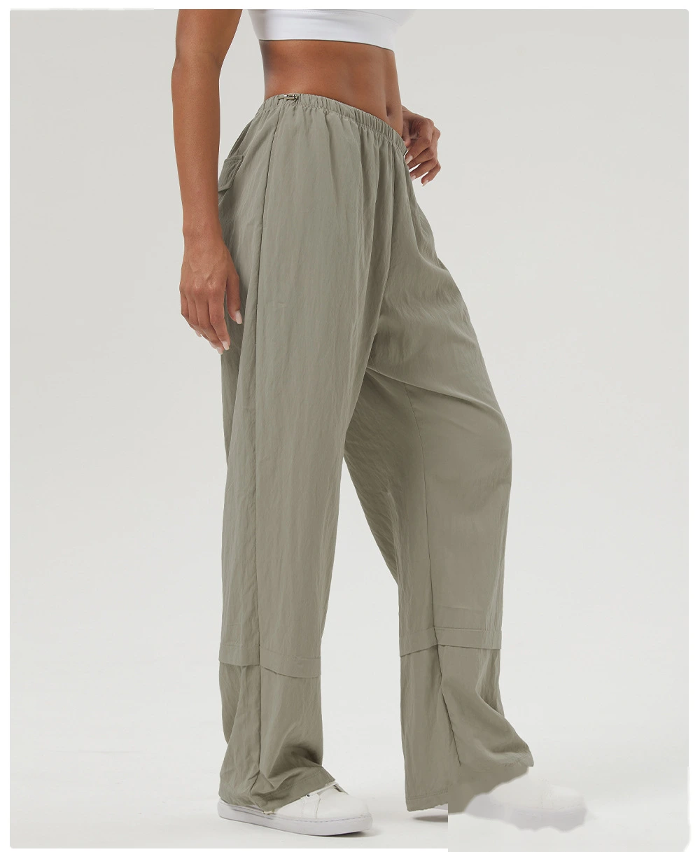 Custom-made loose casual overalls women's high-waisted leg straight pants autumn and winter outdoor sports pants detail