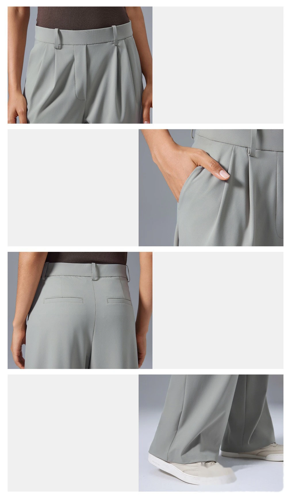 Customized women's loose wide-leg pants with high waist drape breathable straight pants sports casual pants. detail