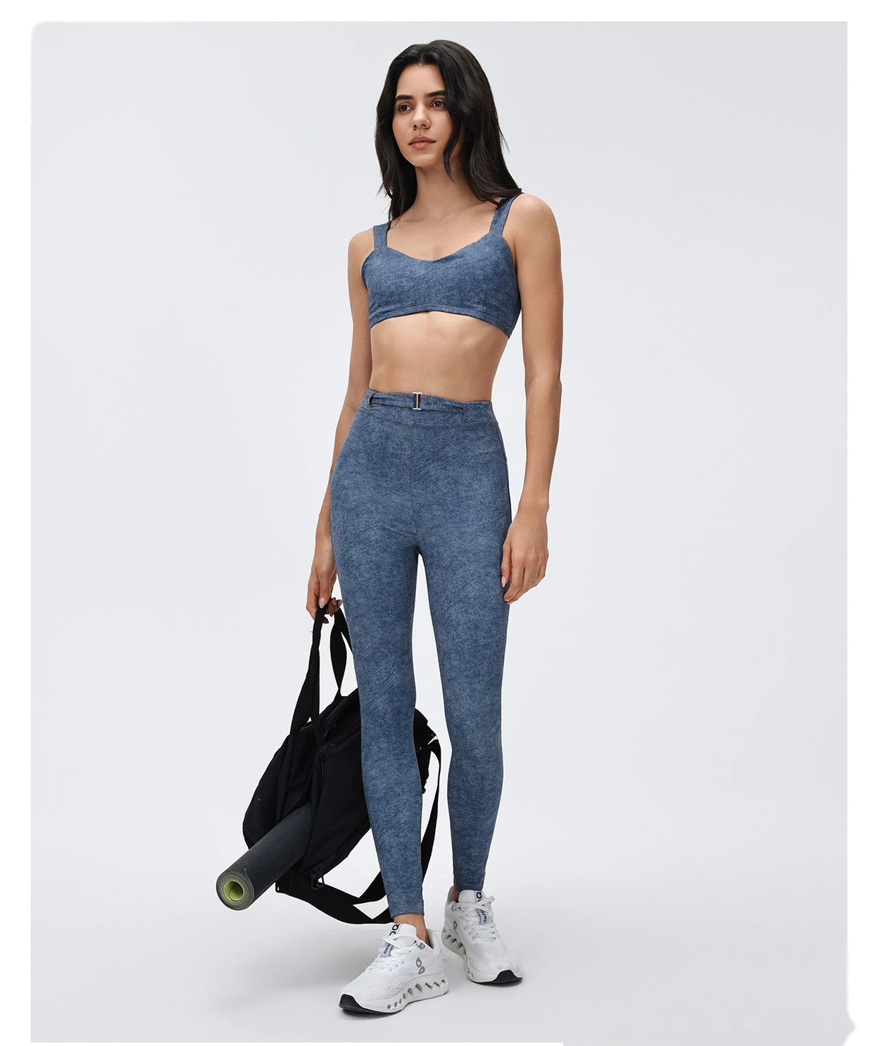 Custom Denim-Style Women's Plus Size Yoga Set - High-Waist Butt-Lifting Tight Running Fitness Pants detail