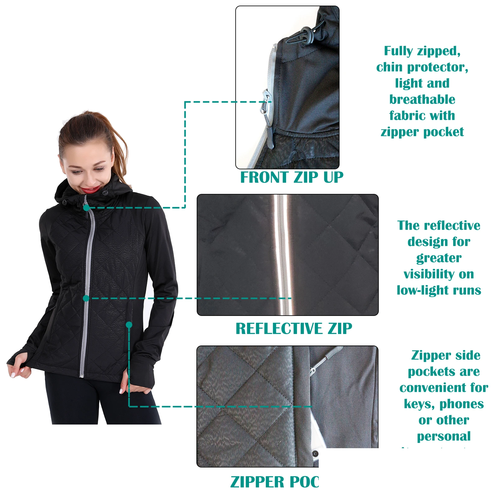 Joker women's casual slimming coat jacket hooded women's sports coat detail