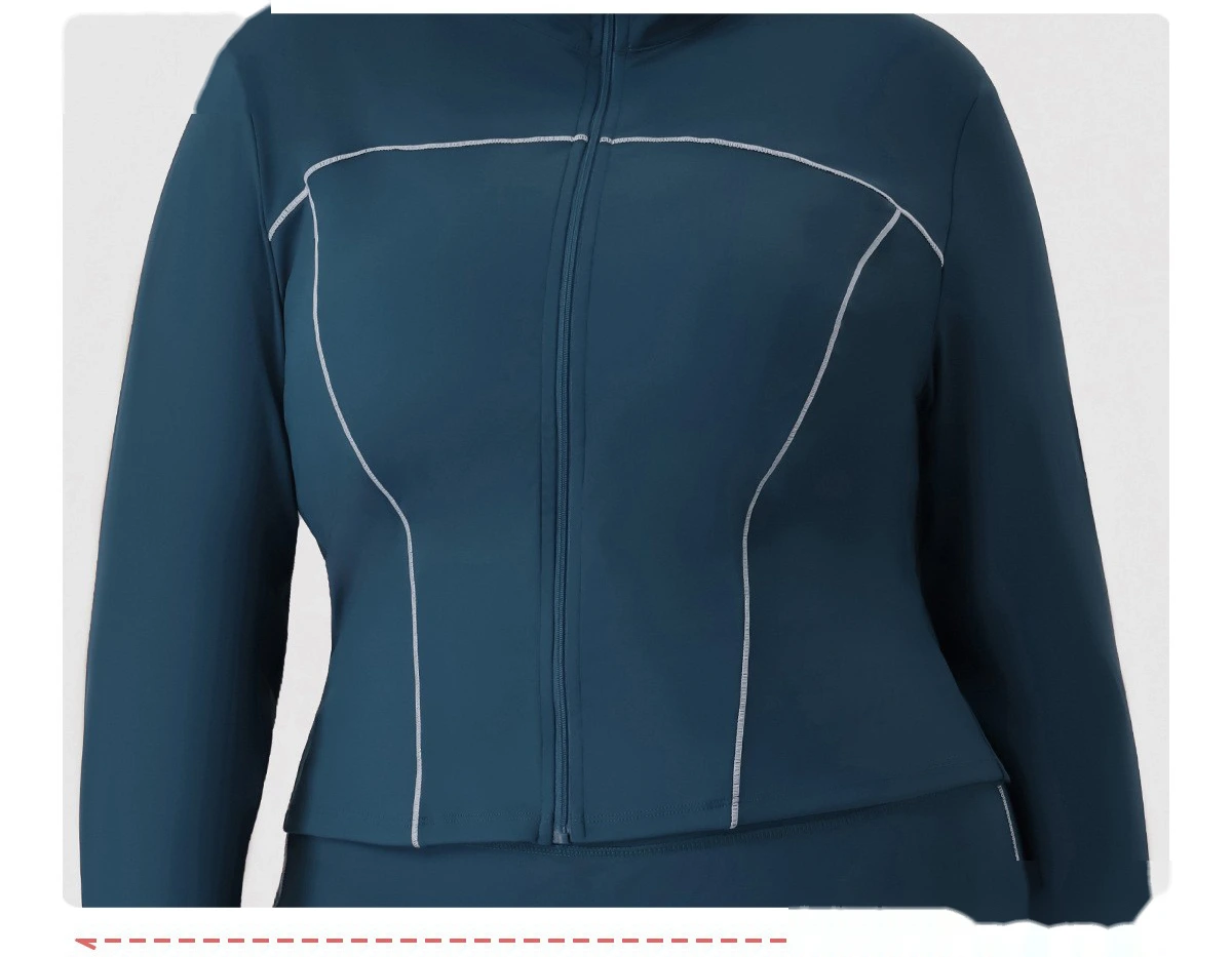 Custom Plus Size Slim Yoga Suit - Winter Outdoor Running Workout Jacket & Activewear Set detail