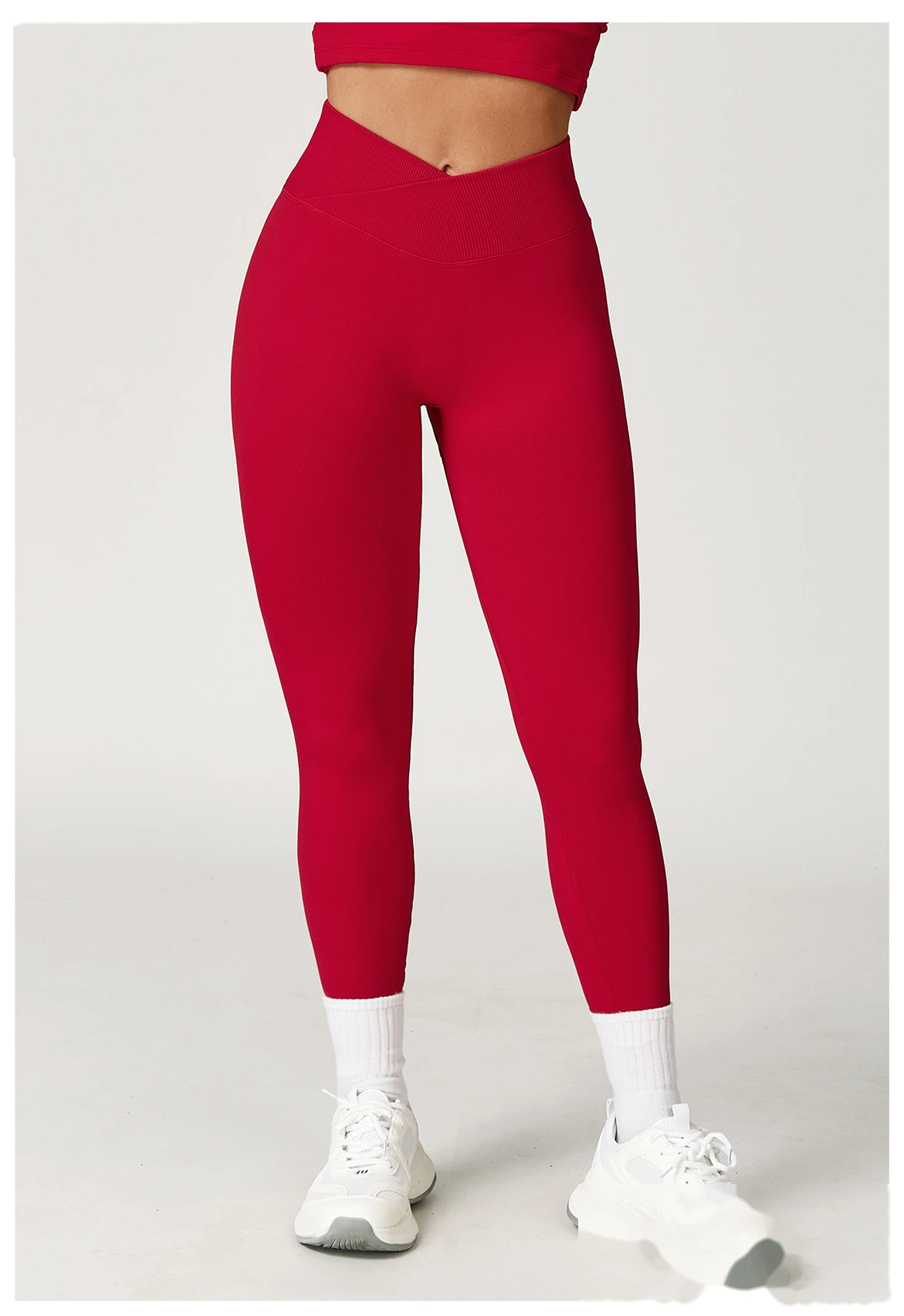 Europe and the United States hip seamless yoga pants cross high waist tights running fitness pants detail
