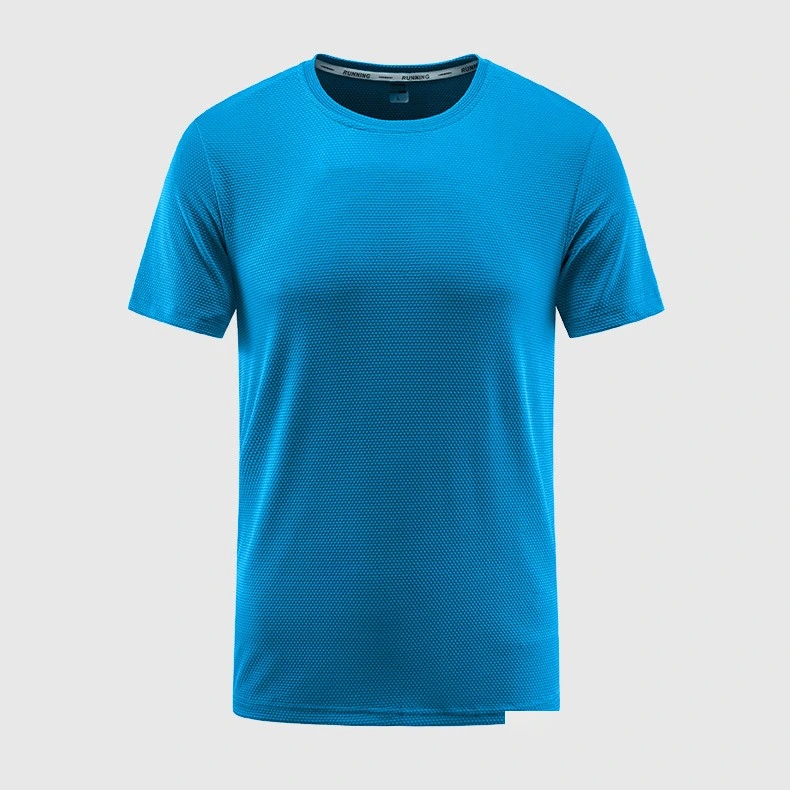 Mens round neck jacquard tshirt outdoor sports running t-shirt detail