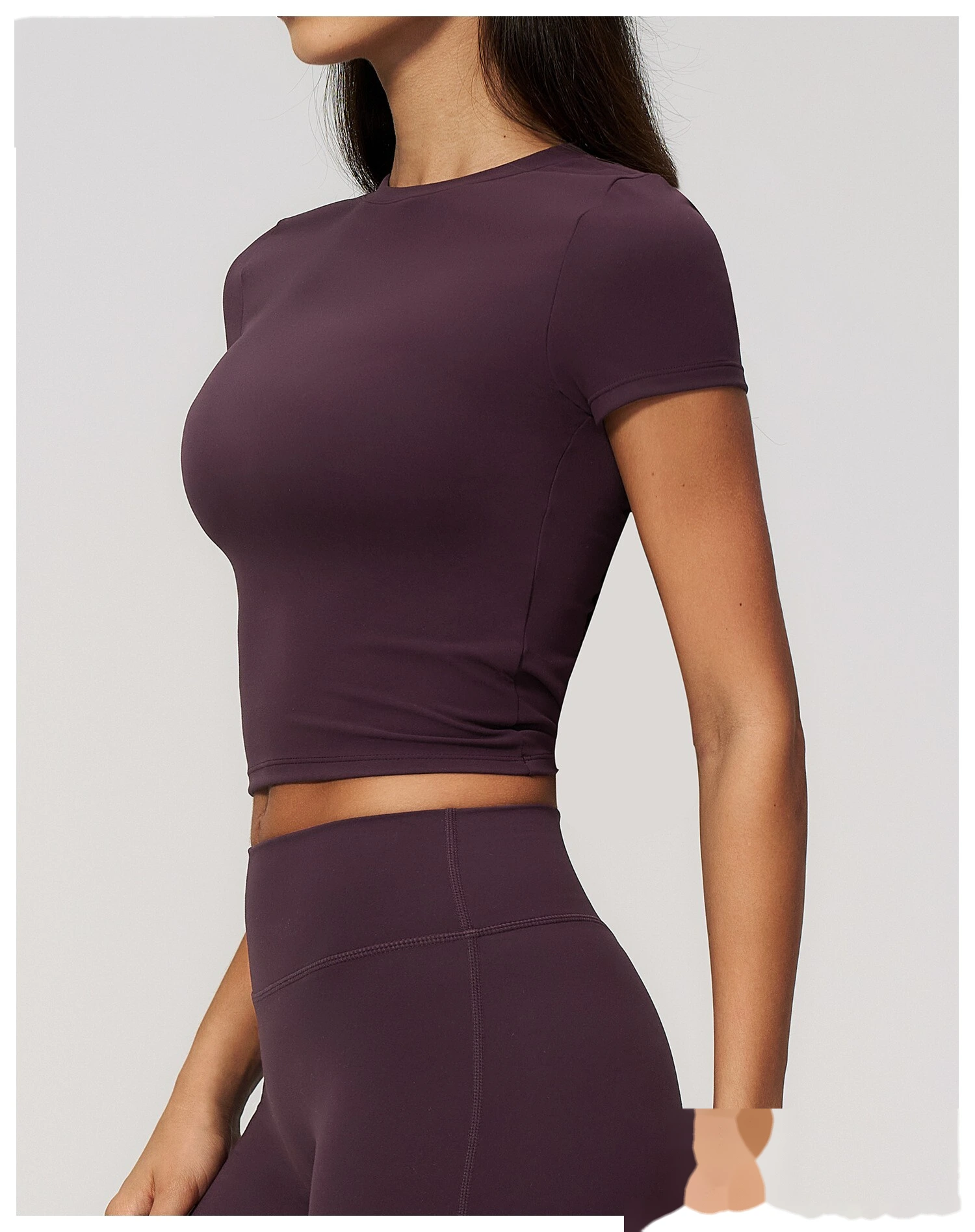 High elastic breathable yoga clothes short sleeves tight slim short sports leisure fitness Pilates T-shirt detail