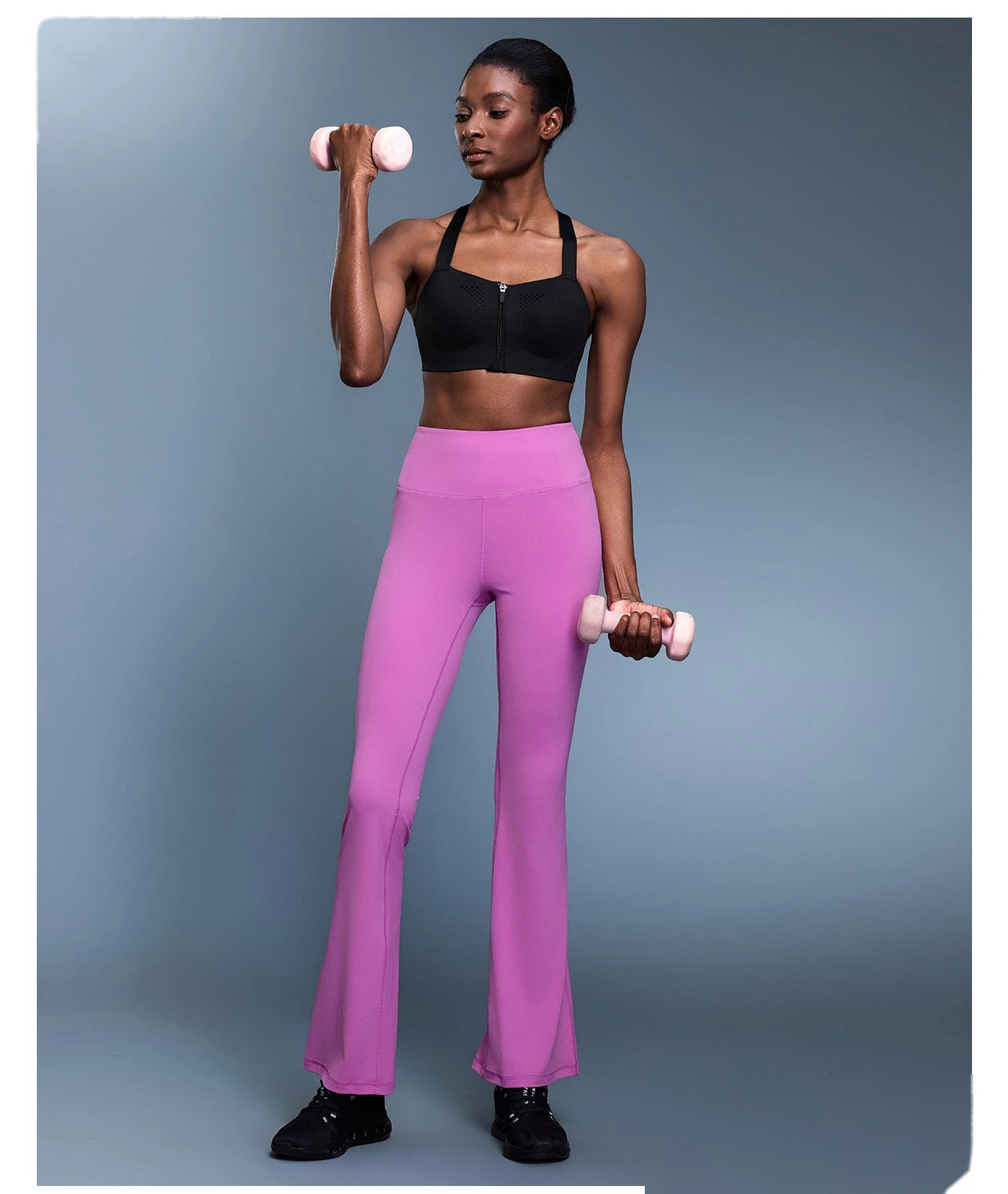 Customized front zipper integrated cup shockproof sports bra women's back yoga bra. detail