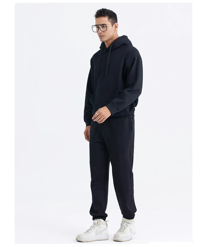 Customized plush napped pullover sweater for men and women loose solid color hoodie detail