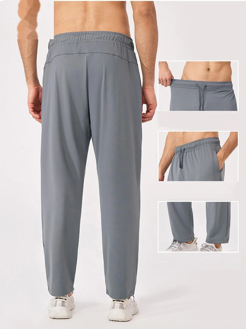 Men’s Loose Athletic Long Pants Breathable Quick Dry Fitness Running Pants with Slant Pockets Outdoor Sportswear detail