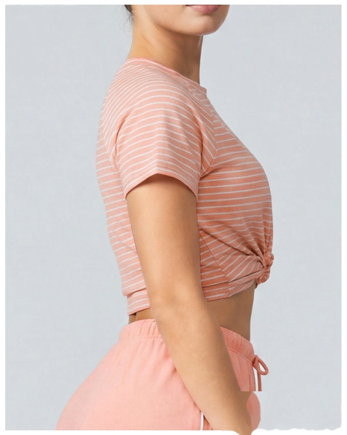 Custom striped new running training women breathable yoga fitness loose Joker T-shirt detail