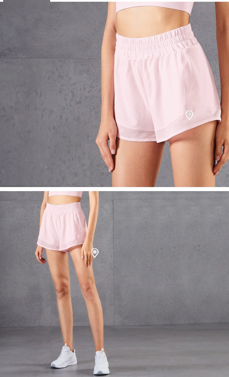 Women loose sports shorts breathable mesh quick dry with liner detail