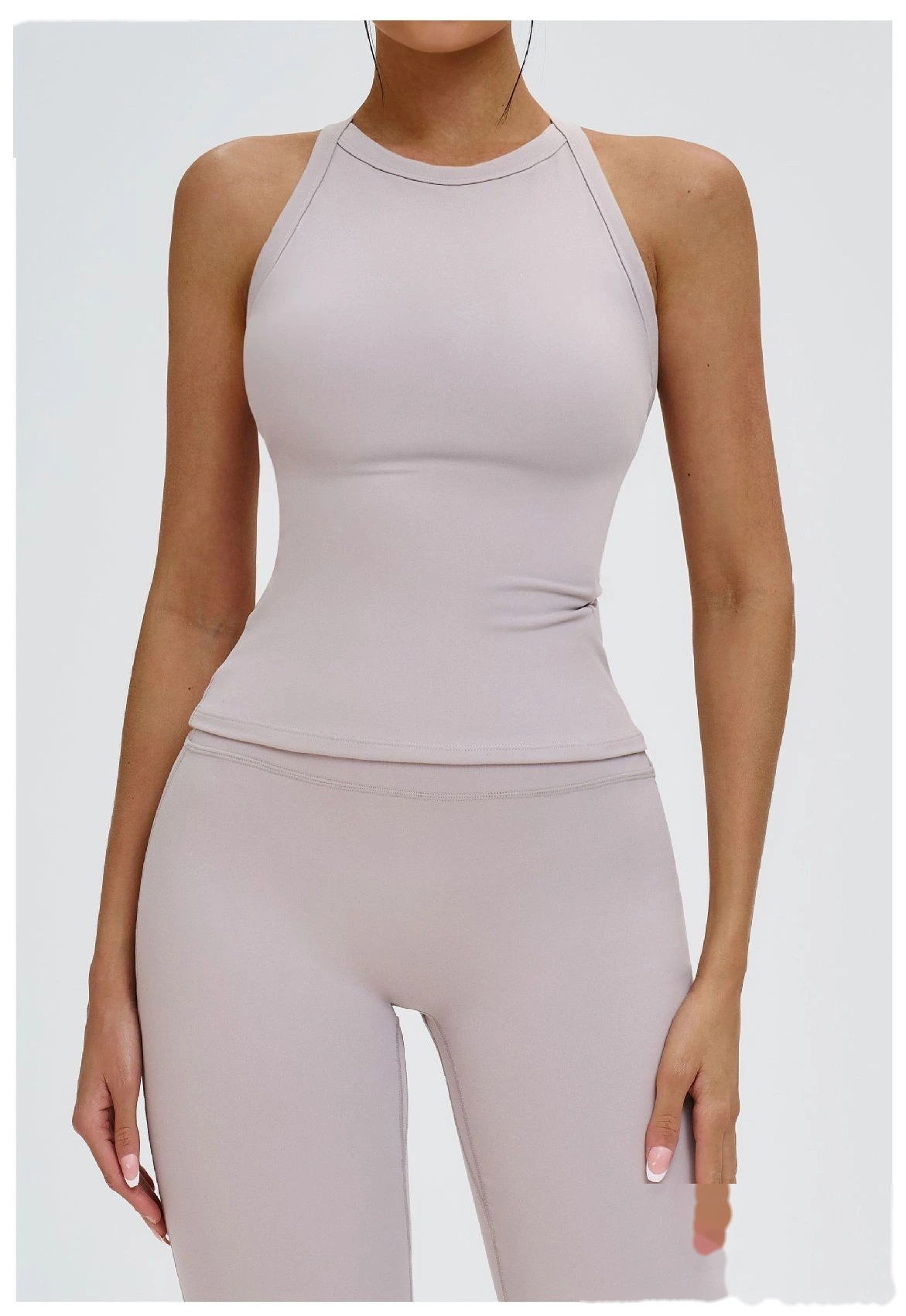 Bulk Custom Open Back Yoga Tank - High-Support Shockproof Cutout Workout Top for Outdoor Gym detail