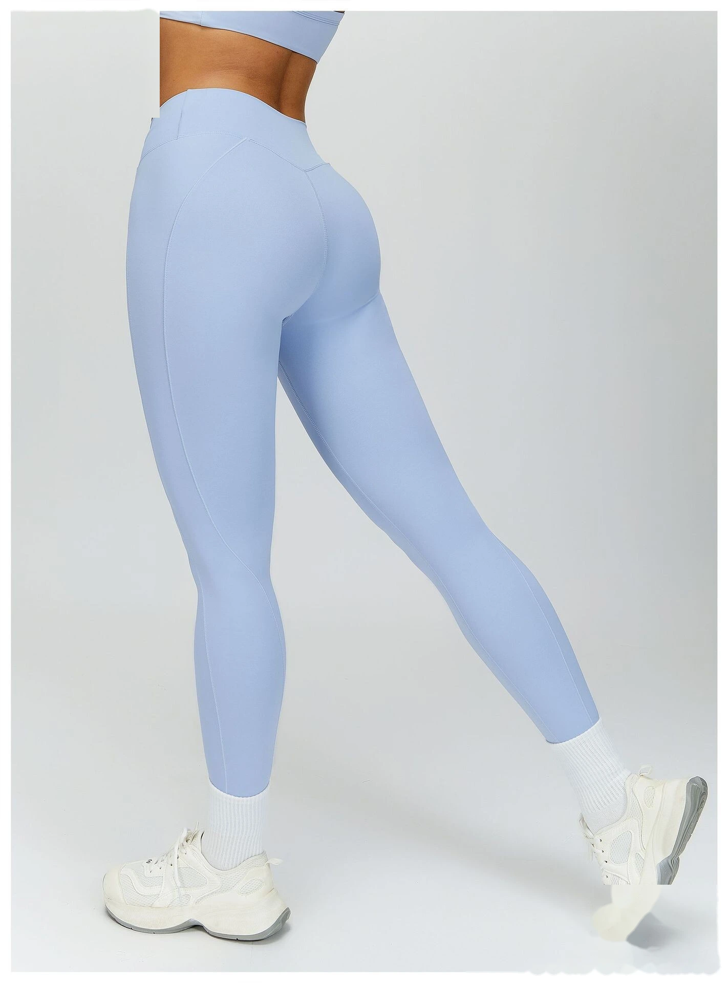 Custom Women’s Naked-Feel Running Leggings - Cross High-Waisted Ruched Tight Yoga Fitness Pants detail