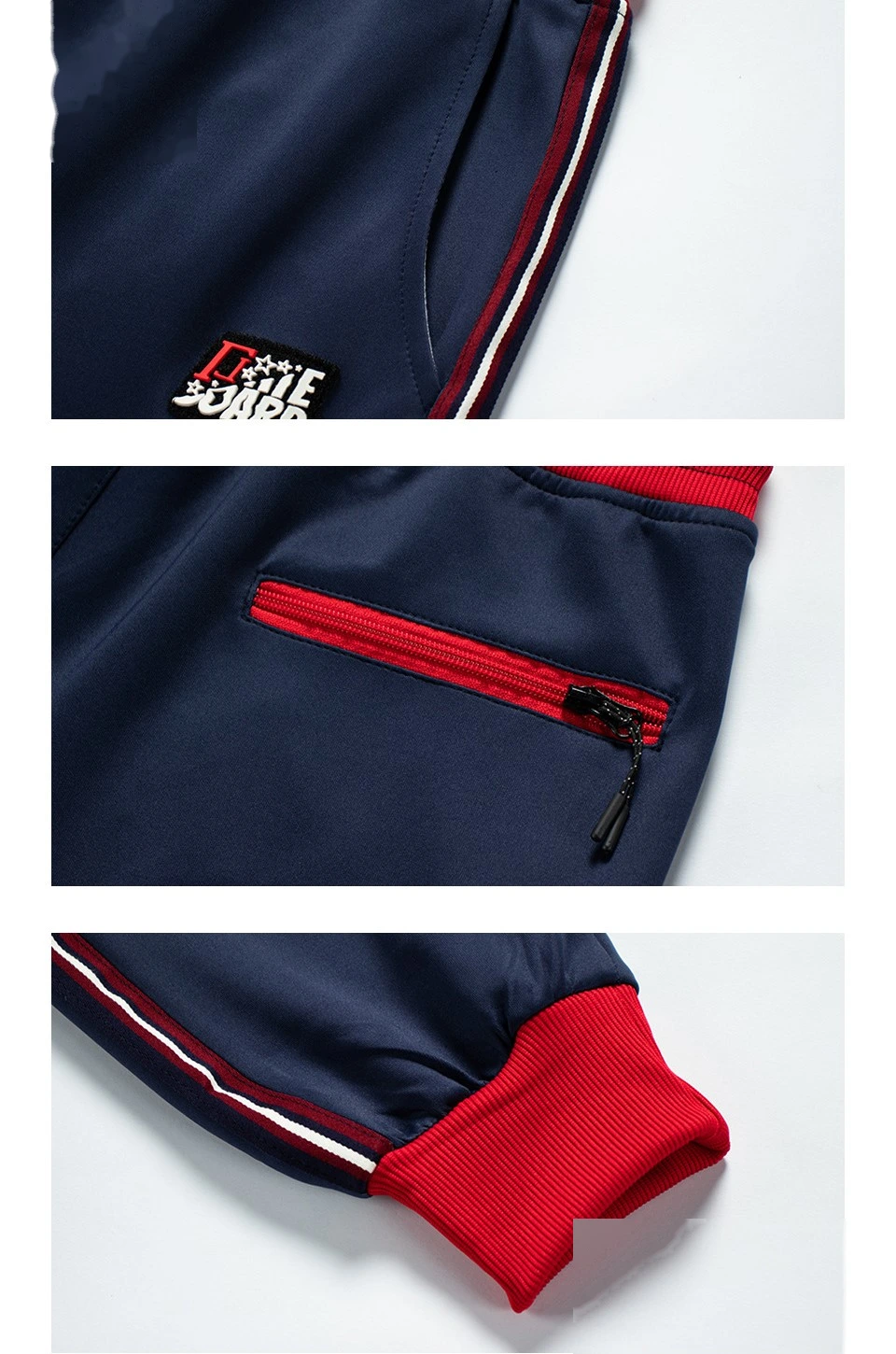 Mens sports jackets full zip color block stripe sweatshirts detail
