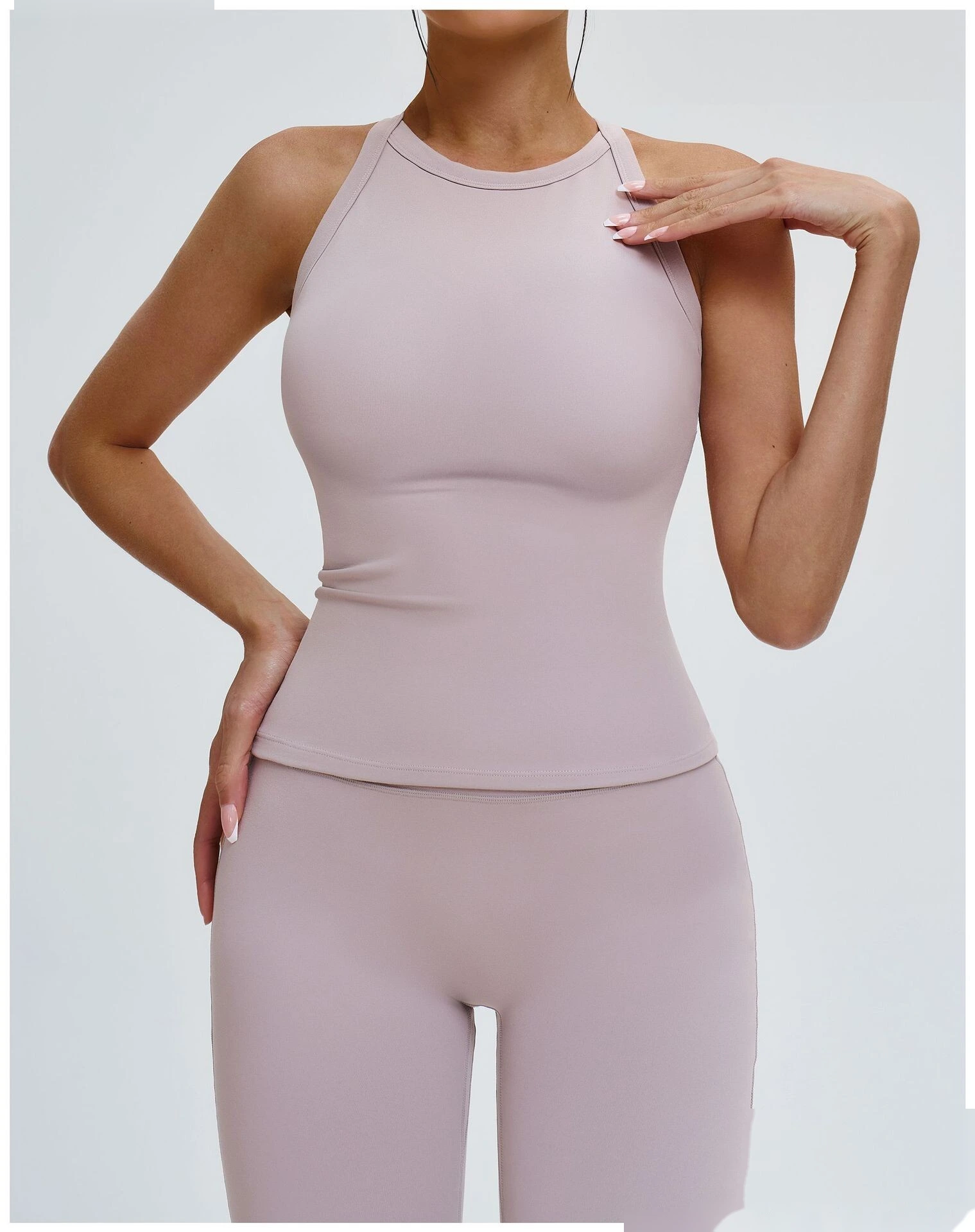 Bulk Custom Open Back Yoga Tank - High-Support Shockproof Cutout Workout Top for Outdoor Gym detail