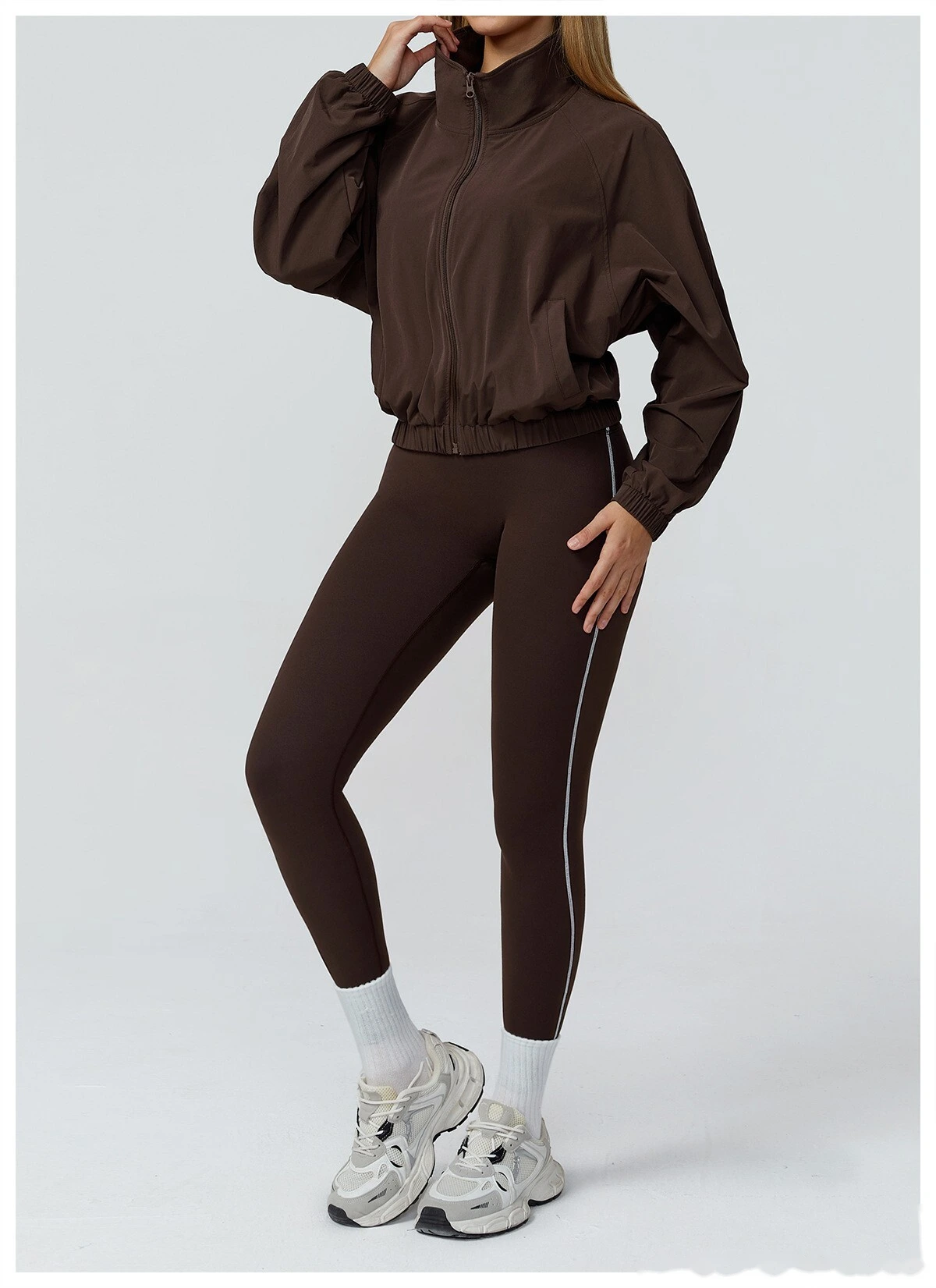 Custom-made stand-up collar sports coat women's windproof outdoor running fitness long-sleeved yoga clothing coat detail