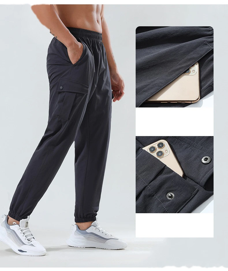 Customized sweatpants men's outdoor winter quick-drying pants elastic leg fitness and leisure overalls pants detail