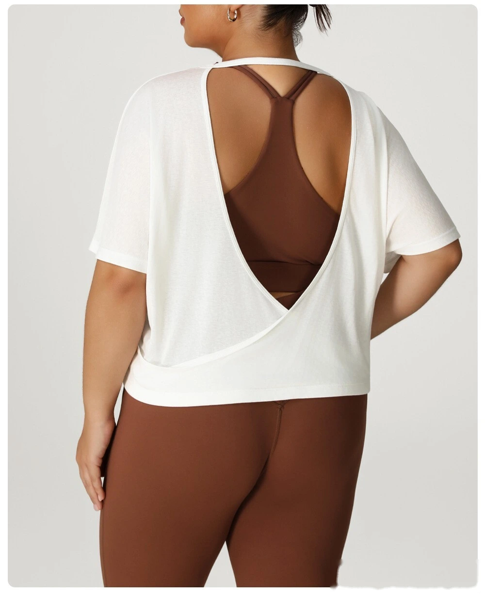 Custom-made plus-size sports blouses, fitness clothes, T-shirts and women's plus-size yoga clothes tops. detail
