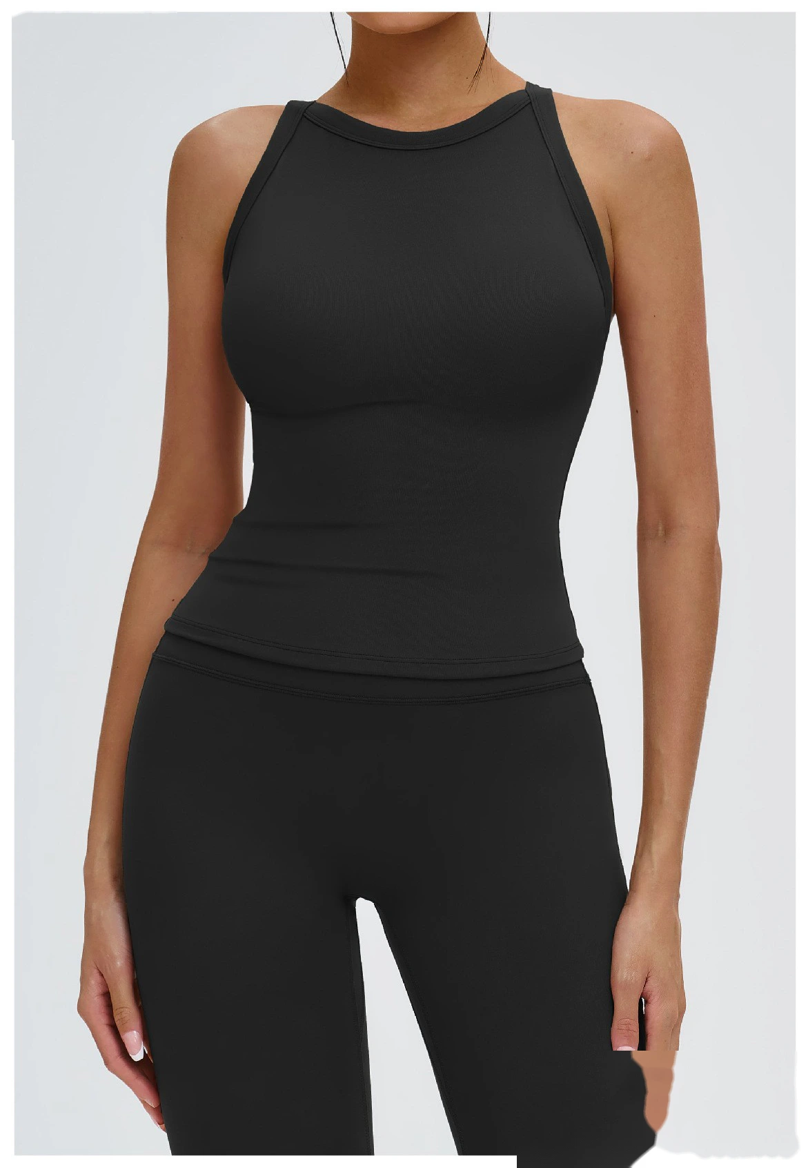 Bulk Custom Open Back Yoga Tank - High-Support Shockproof Cutout Workout Top for Outdoor Gym detail