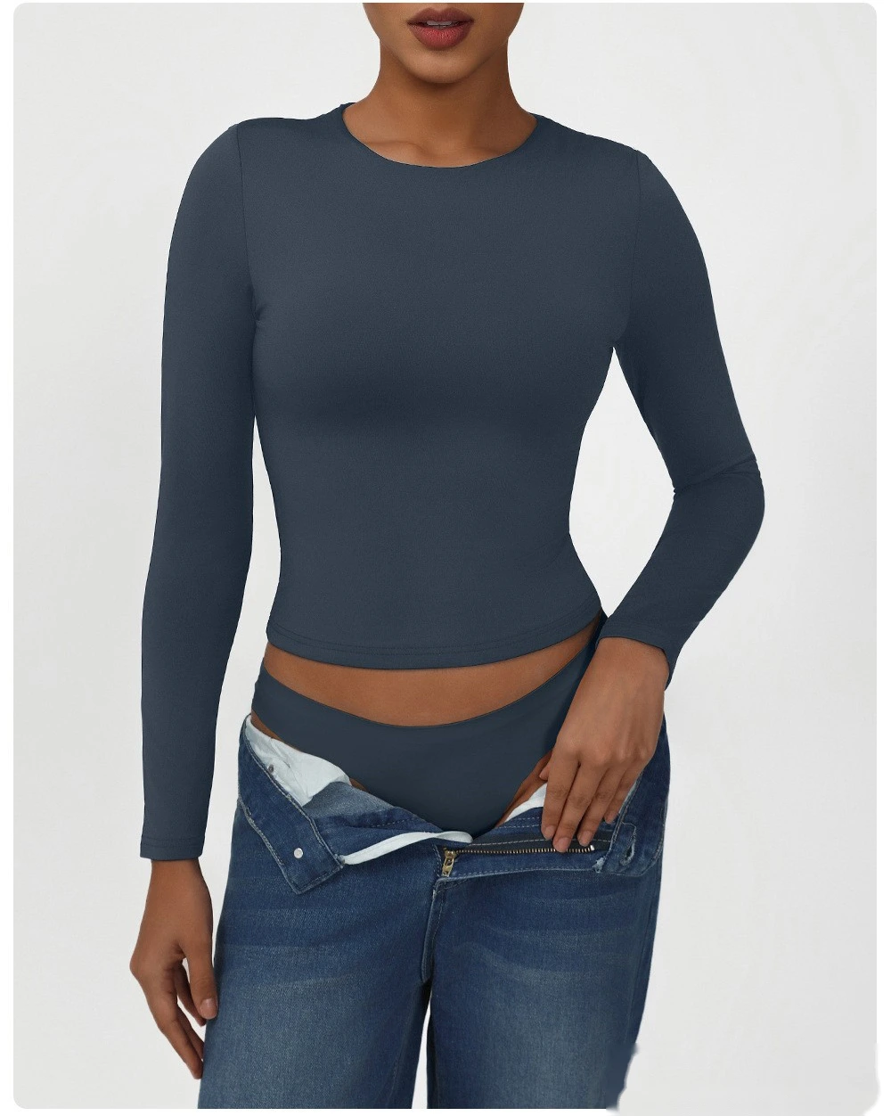 Customized skims new high-elastic dance training sports fitness clothes tight yoga long-sleeved T-shirt detail