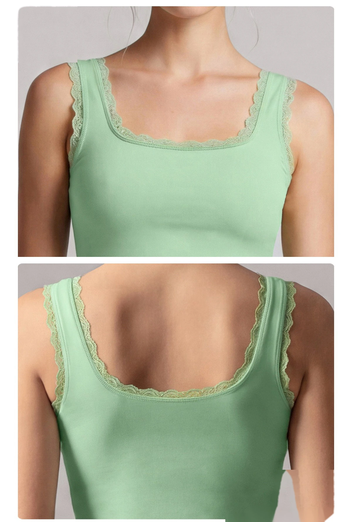 Women Summer Lace Trim Workout Top, Stretch Anti-Sagging Athletic Cami, Breathable Gym Vest for Daily Exercise detail