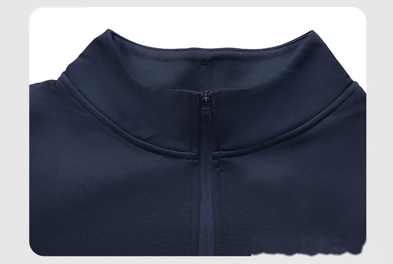 Customized men's spring and autumn sportswear fitness fishing running collar half zipper sports long sleeve T-shirt detail