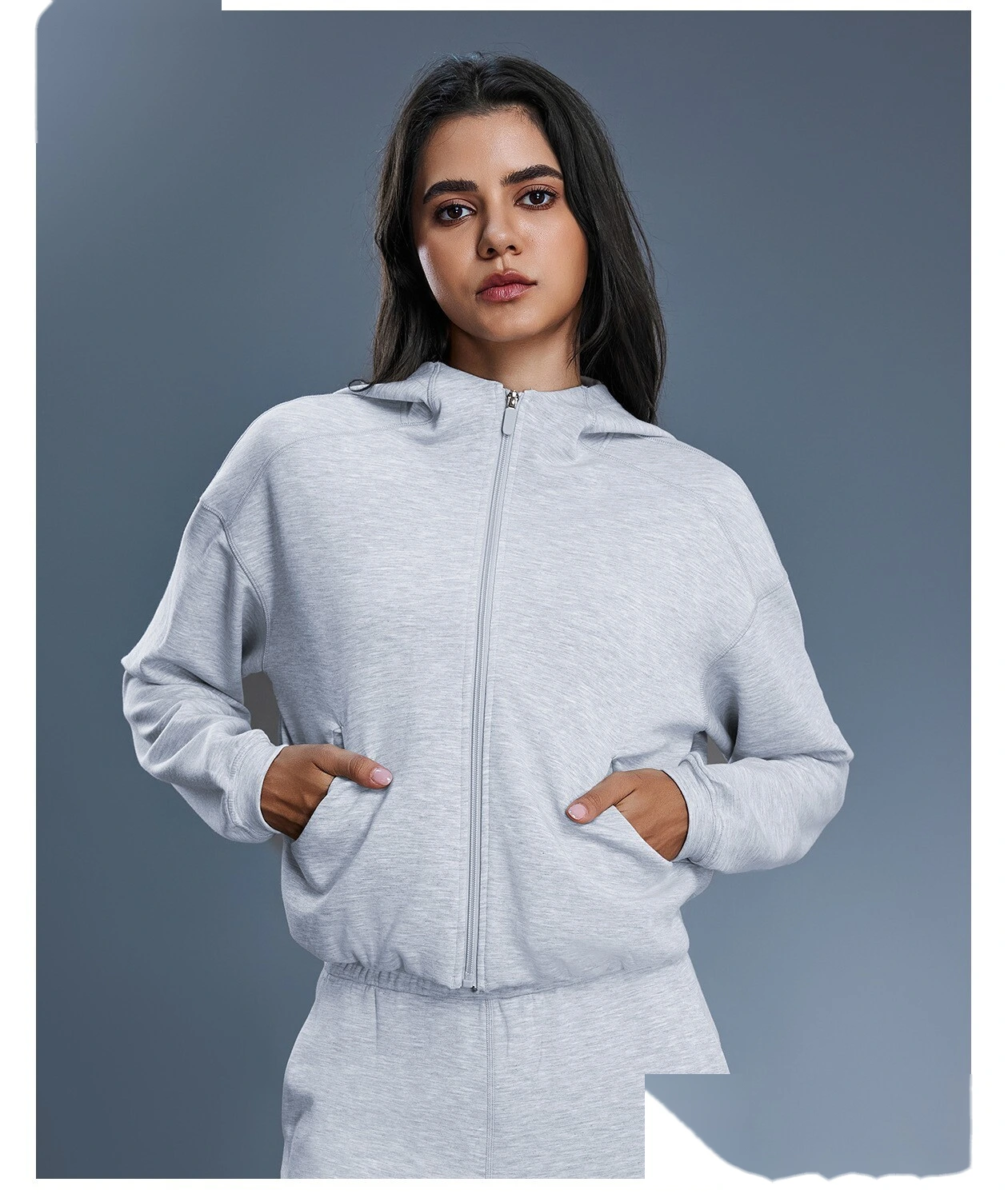 New Custom Women's Zip-Up Hooded Jacket - Casual Sportswear for Running & Workout detail