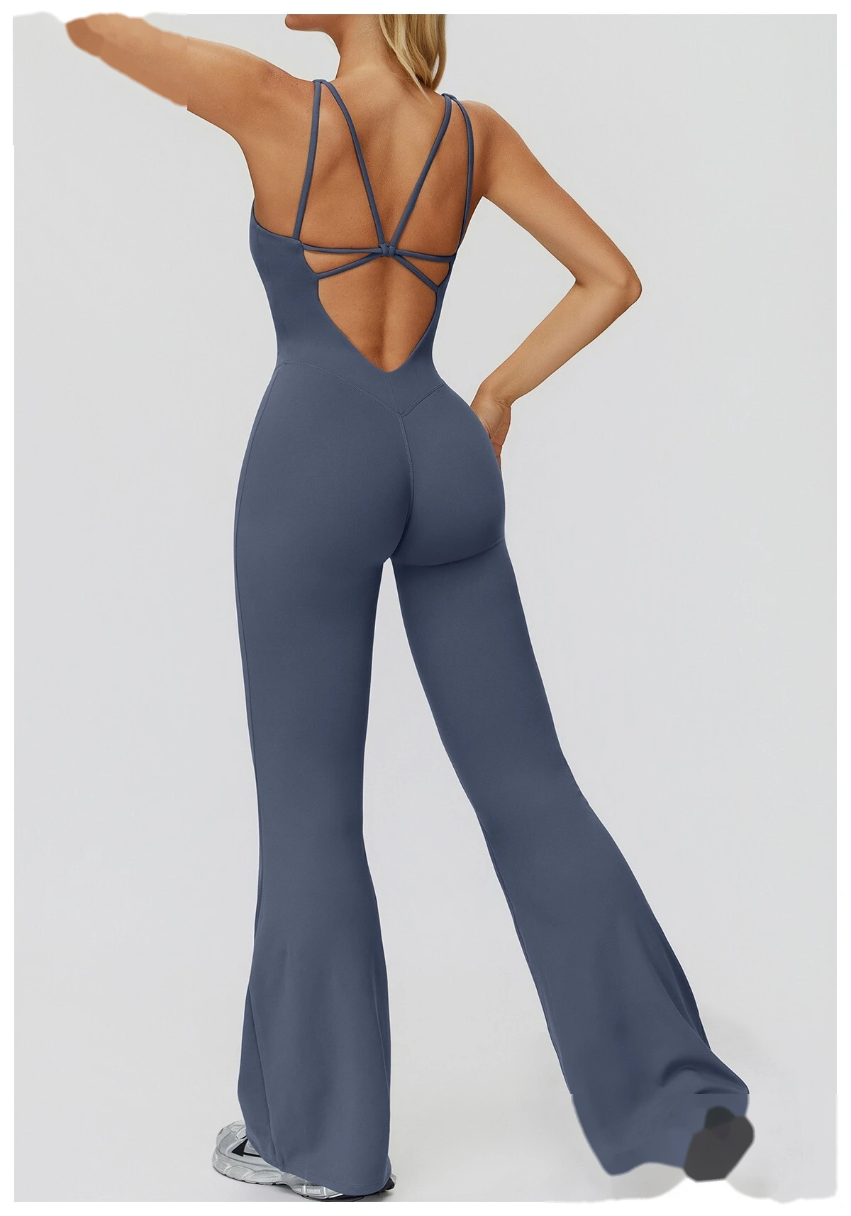 Fleece Finish Women's Activewear Unitard - Crisscross Back, Micro Flare Leg, High Elastic for Yoga, Running & Gym detail