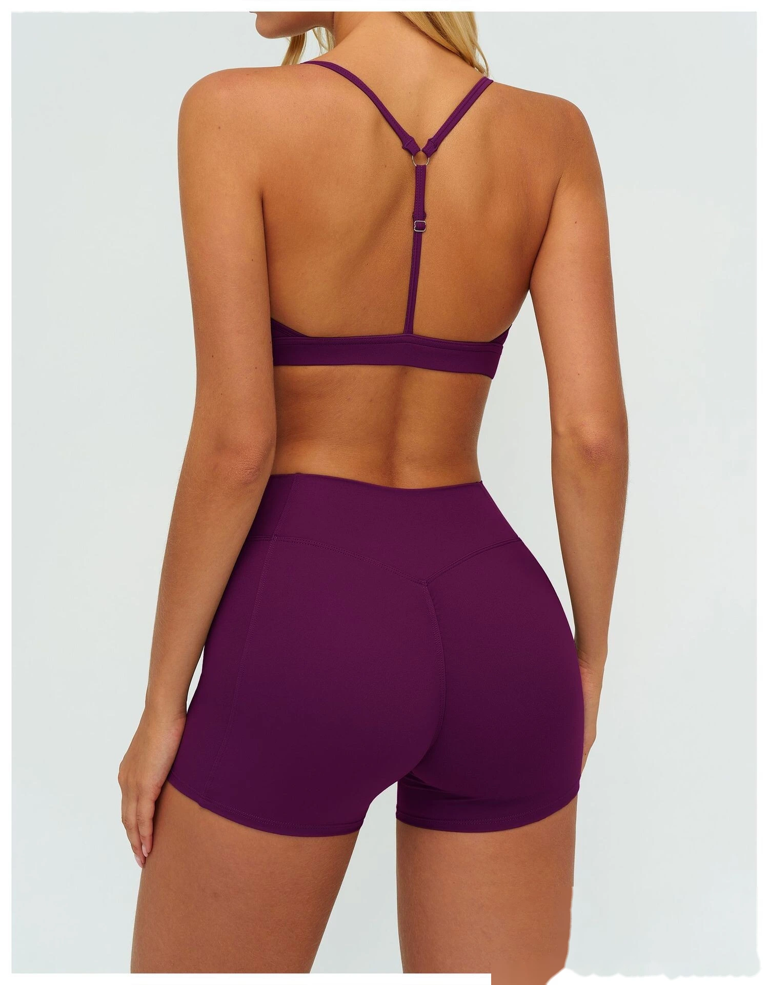 Women's Customizable V-Neck Yoga Sports Bra - Y-Back Adjustable Straps, High Support Workout Bra for Fitness & Running detail
