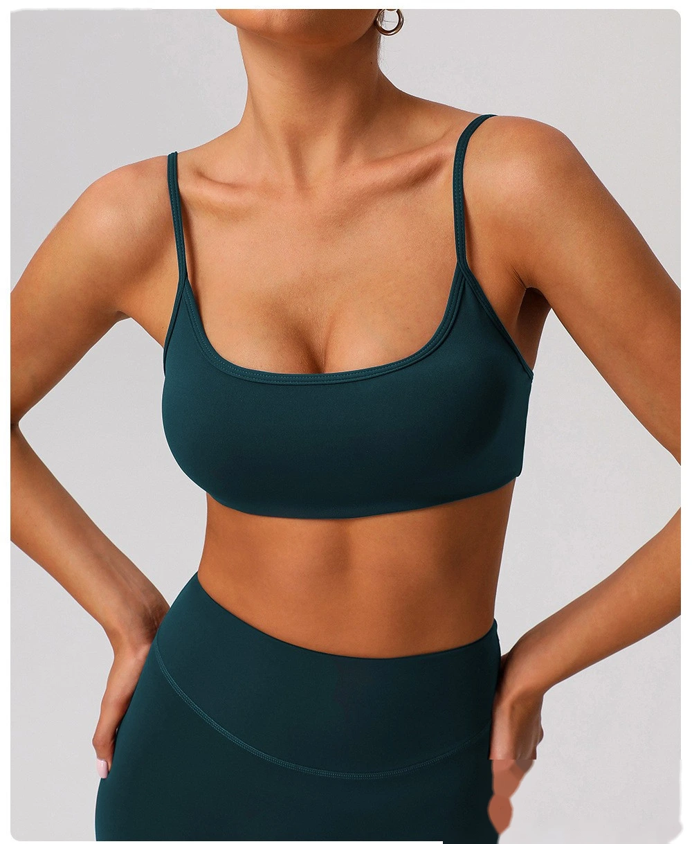 Customized beauty back sports bra nude yoga bra running fitness shirt sling yoga clothes detail