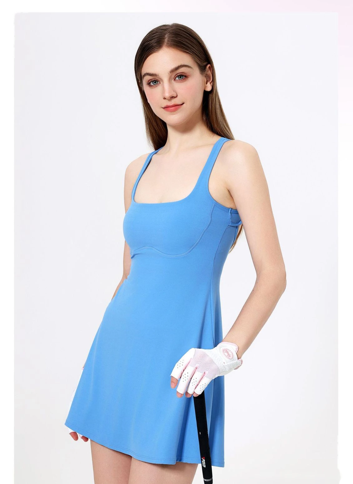 Naked sports dress beautiful back anti-exposure leggings outdoor running fitness tennis skirt detail