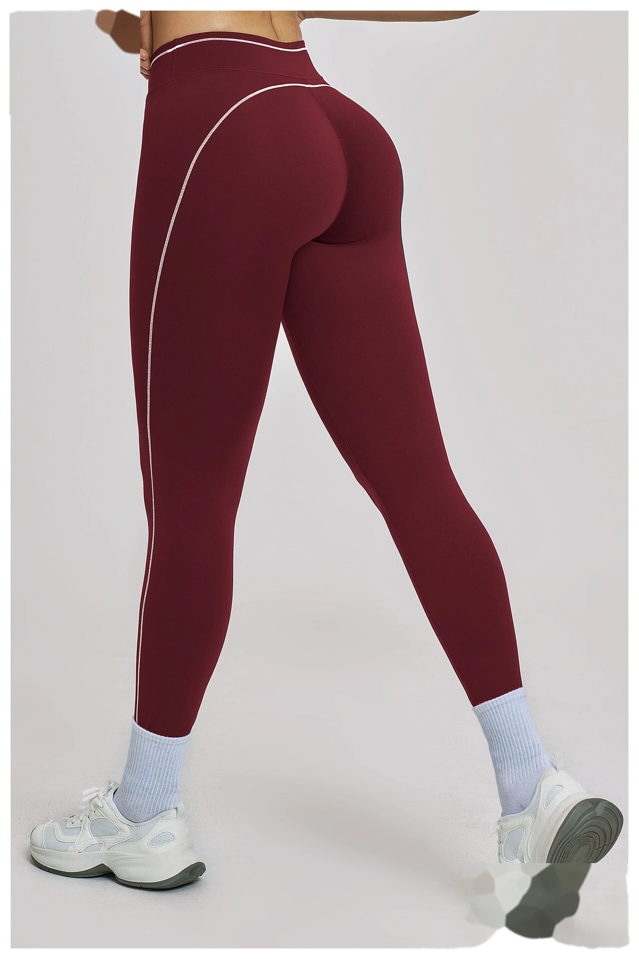 Custom Women’s High Waist Color Block Fitness Leggings Quick Dry Slim Workout Pants Running Sports Trousers detail