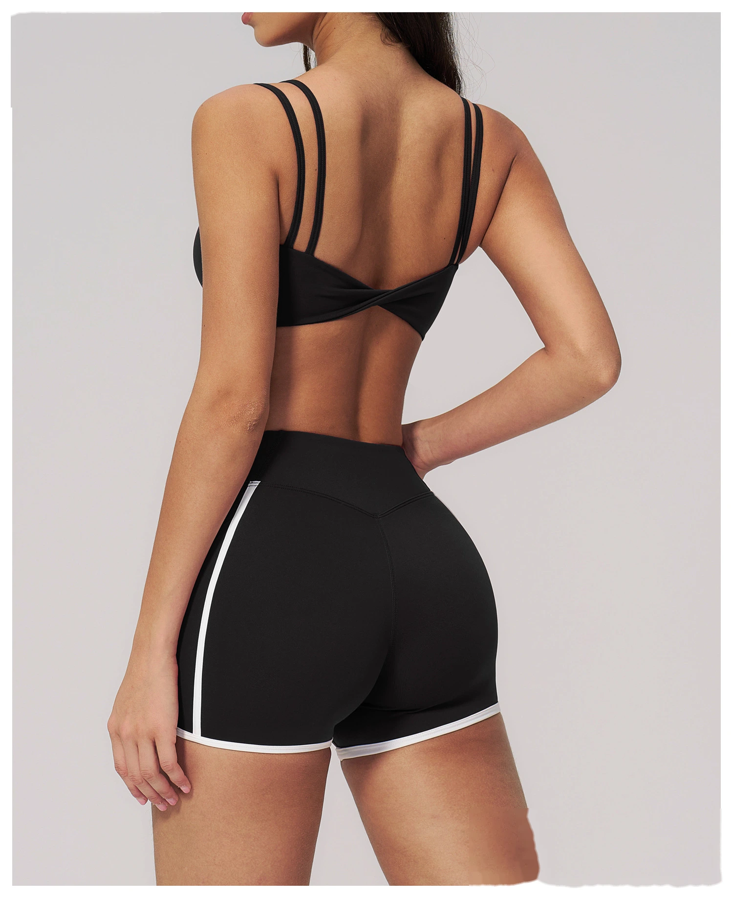 Women’s Naked Feeling Yoga Sports Bra Double Thin Strap Beauty Back Fitness Tank Top with Chest Pad detail