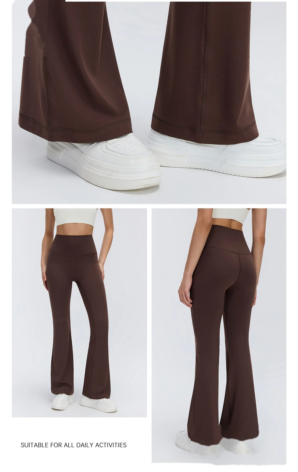 Custom High Waist Micro Flare Yoga Leggings Tummy Control Butt Lifting Slim High Stretch Workout Pants detail