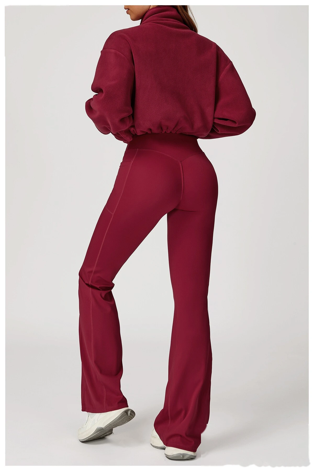 Customized Stand-Collar Windproof Warm Polar Fleece Drawstring Jacket - Women’s Fleece-Lined Athletic Sweatshirt detail