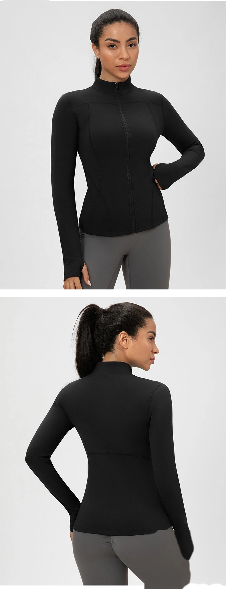 Customizable Women's Autumn-Winter Yoga Coat | Fleece Lined, Slim Waist, Warm Athletic Outerwear detail