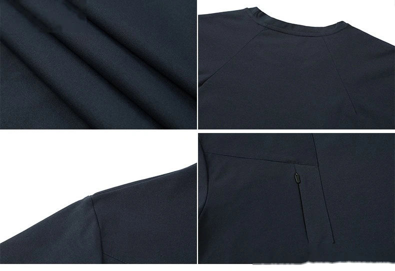 Customized men's long sleeve leisure sports fitness pocket T-shirt detail