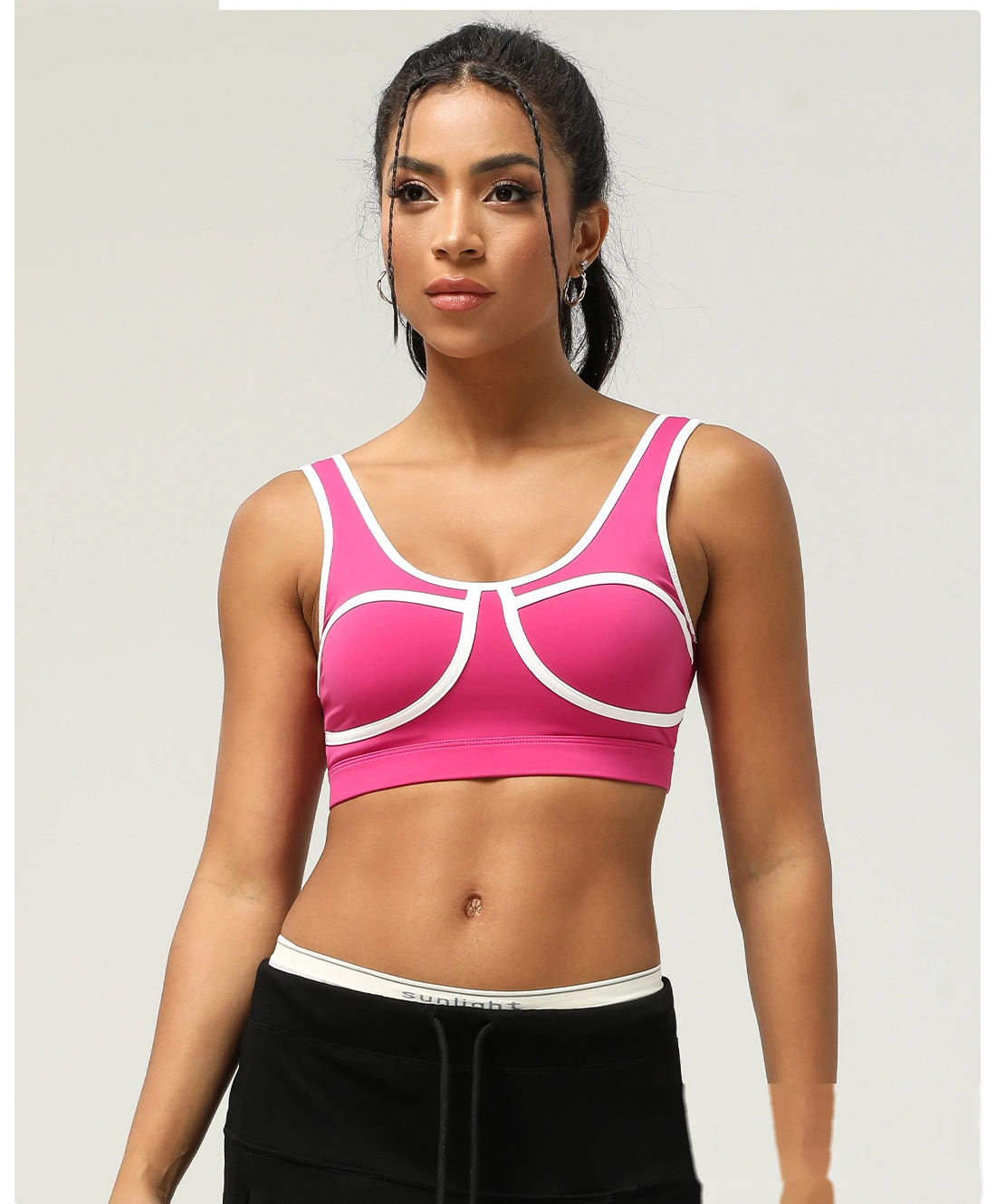 Quality Customized contrast sports bra hollow back yoga bra women's running fitness suit top Manufacturer detail