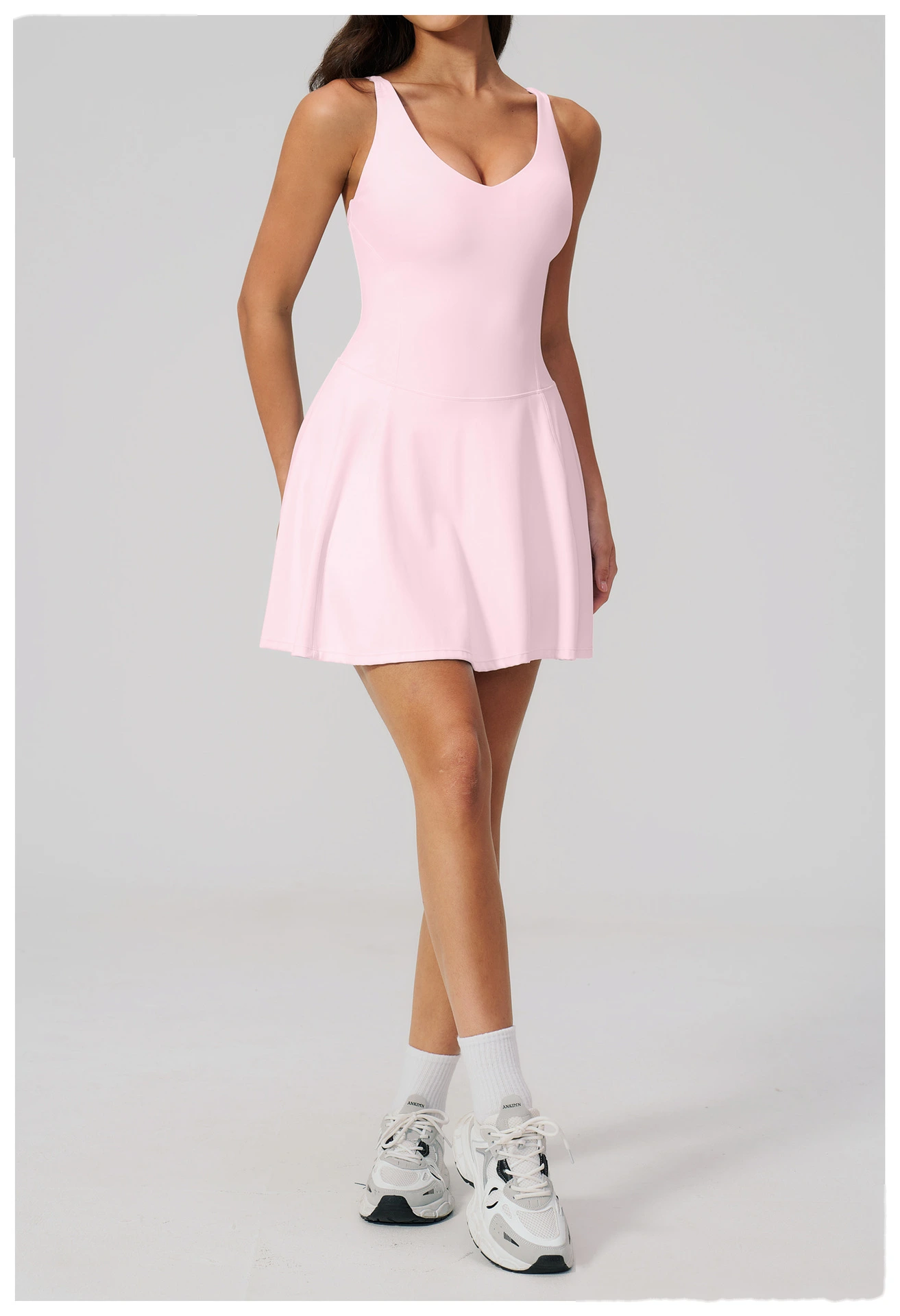 Women's Custom Yoga Sport Dress with Side Pockets, Anti-Exposure Quick Dry Breathable Running Fitness Tennis Skirt detail
