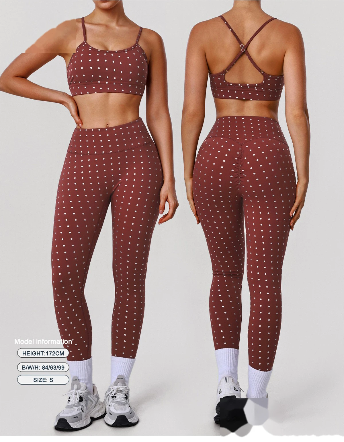 Bulk Custom Silver Polka Dot Yoga Leggings - Factory Direct High-Waisted Tights Products detail