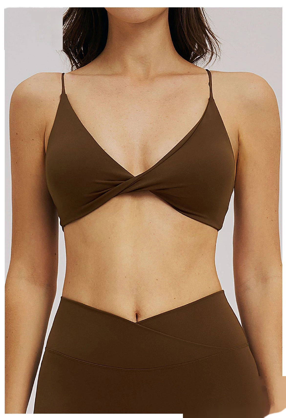 Custom V-Neck Sports Bra - Women's Thin-Strap Beauty Back Yoga Fitness Workout Bra detail