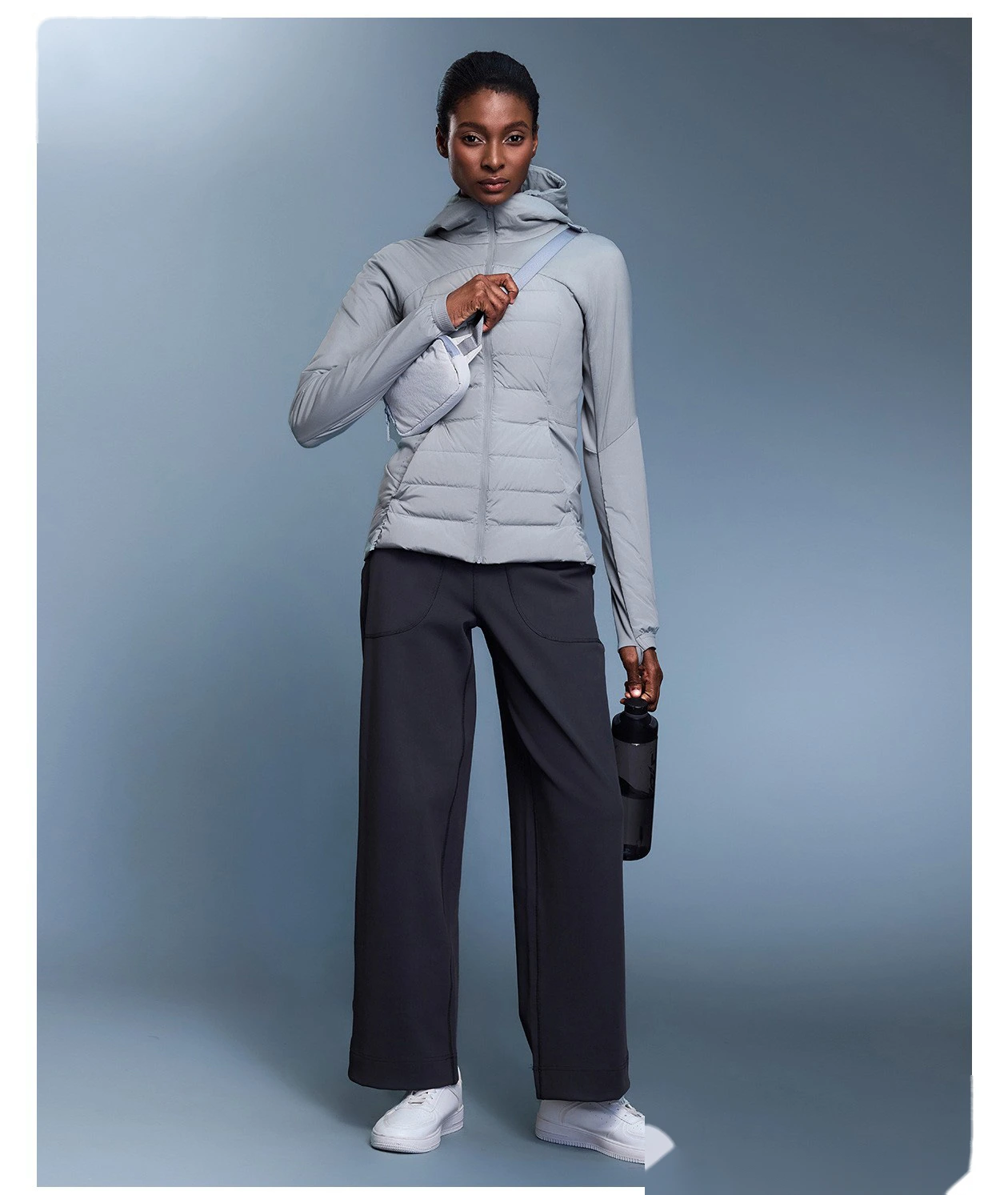 Custom Women's Lightweight White Duck Down Sports Jacket - Slim-Fit, Warm Running Puffer Coat detail